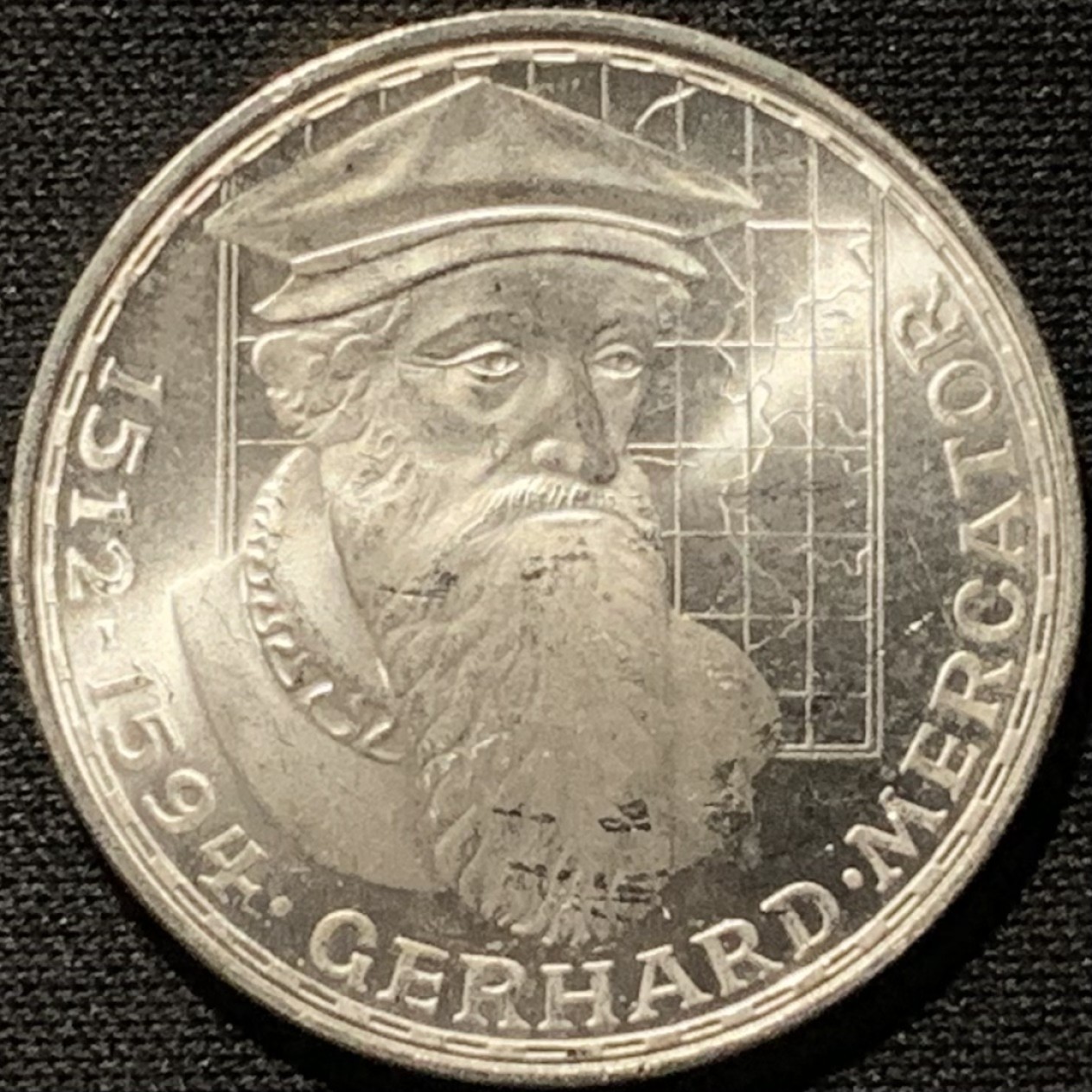 紫瑗钱币——第262期拍卖 联邦德国 1969年 F厂 格哈德逝世375周年 5马克 11.2克 0.625银 UNC