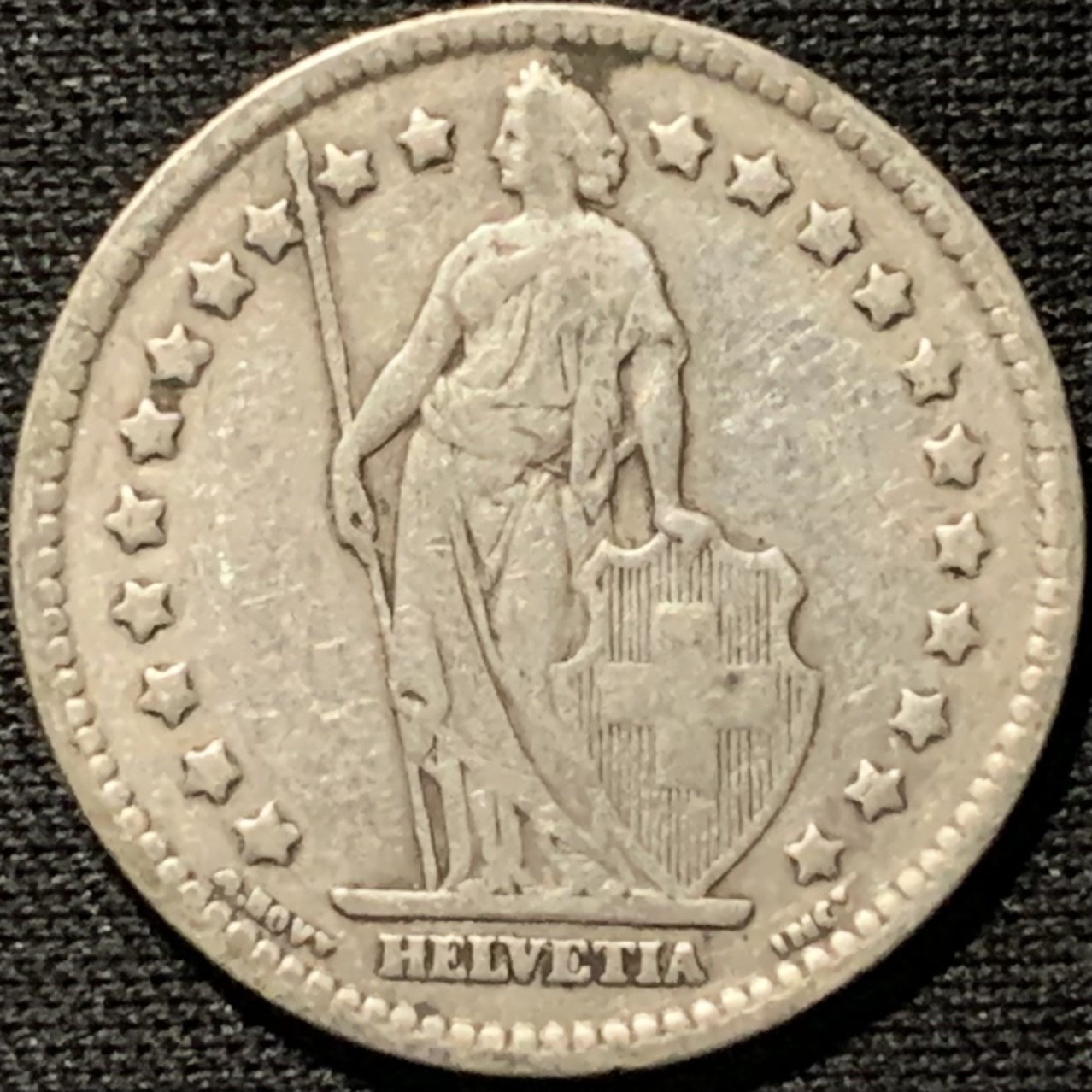 紫瑗钱币——第262期拍卖 瑞士 1920年 赫尔维蒂亚 1法郎 5克 0.835银