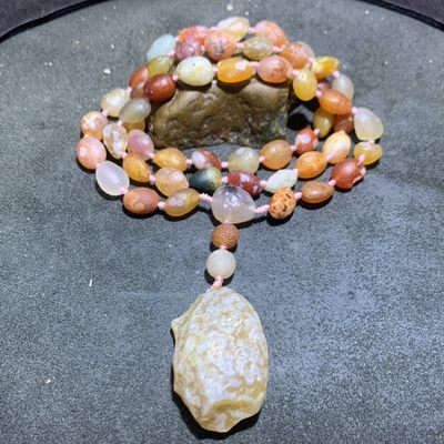 精美阿拉善高圆度彩眼玛瑙编织项链一条， - 精美阿拉善高圆度彩眼玛瑙编织项链一条，