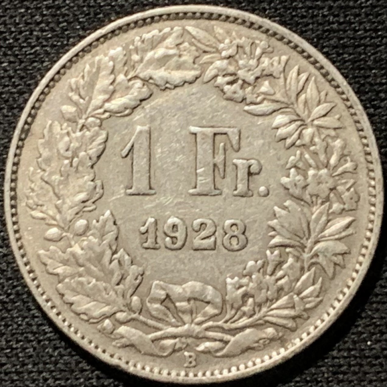 紫瑗钱币——第262期拍卖 瑞士 1928年 赫尔维蒂亚 1法郎 5克 0.835银