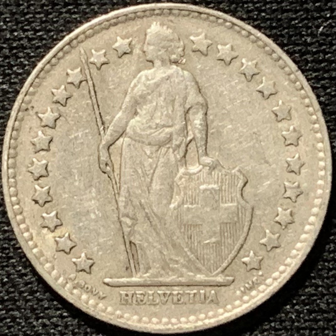 紫瑗钱币——第262期拍卖 瑞士 1952年 赫尔维蒂亚 1/2法郎 2.5克 0.835银