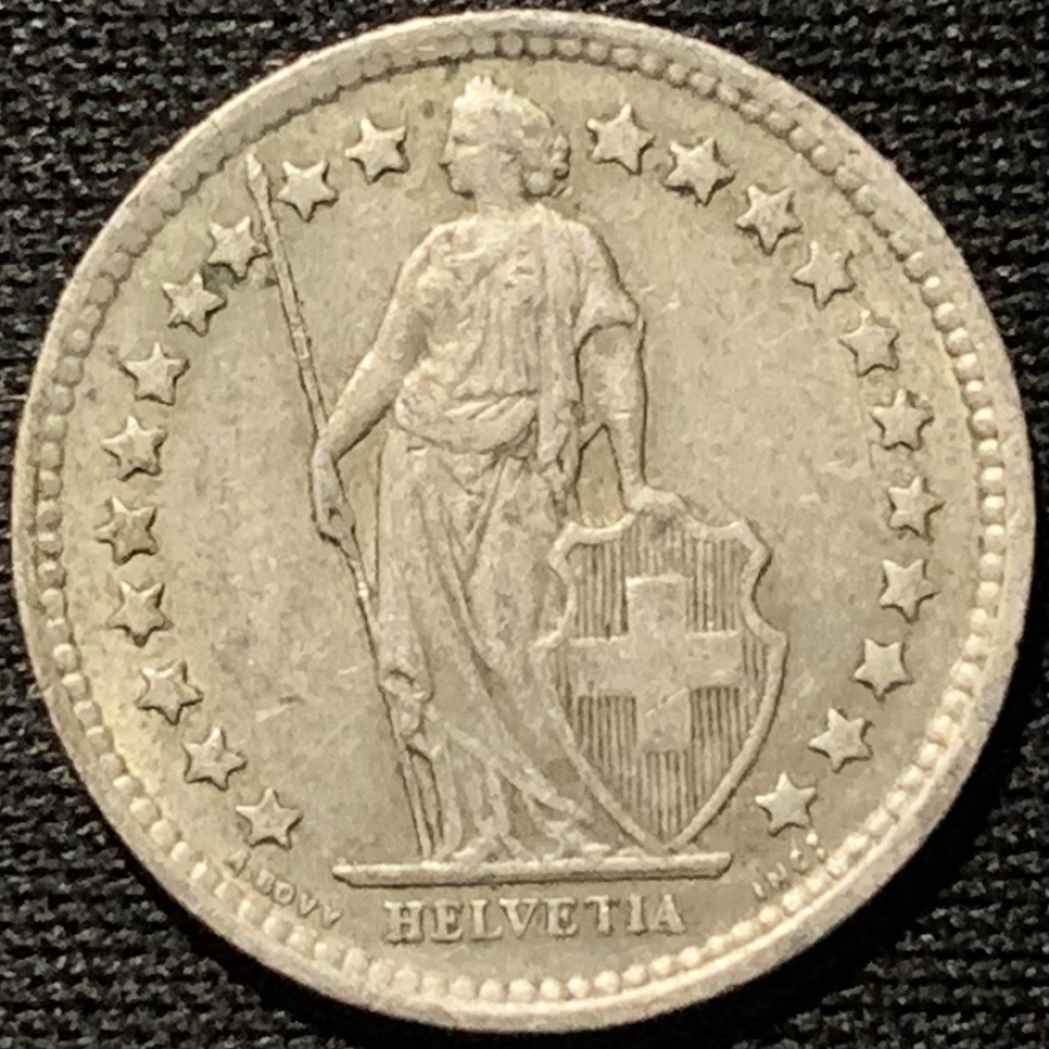 紫瑗钱币——第262期拍卖 瑞士 1957年 赫尔维蒂亚 1/2法郎 2.5克 0.835银