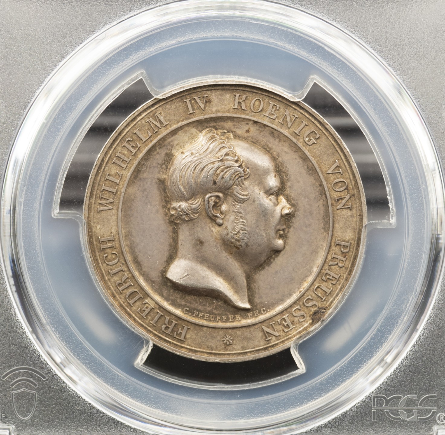 万国钱币拍卖第005期 1851德国普鲁士威廉四世霍亨索伦—西格玛林根银章，稀少