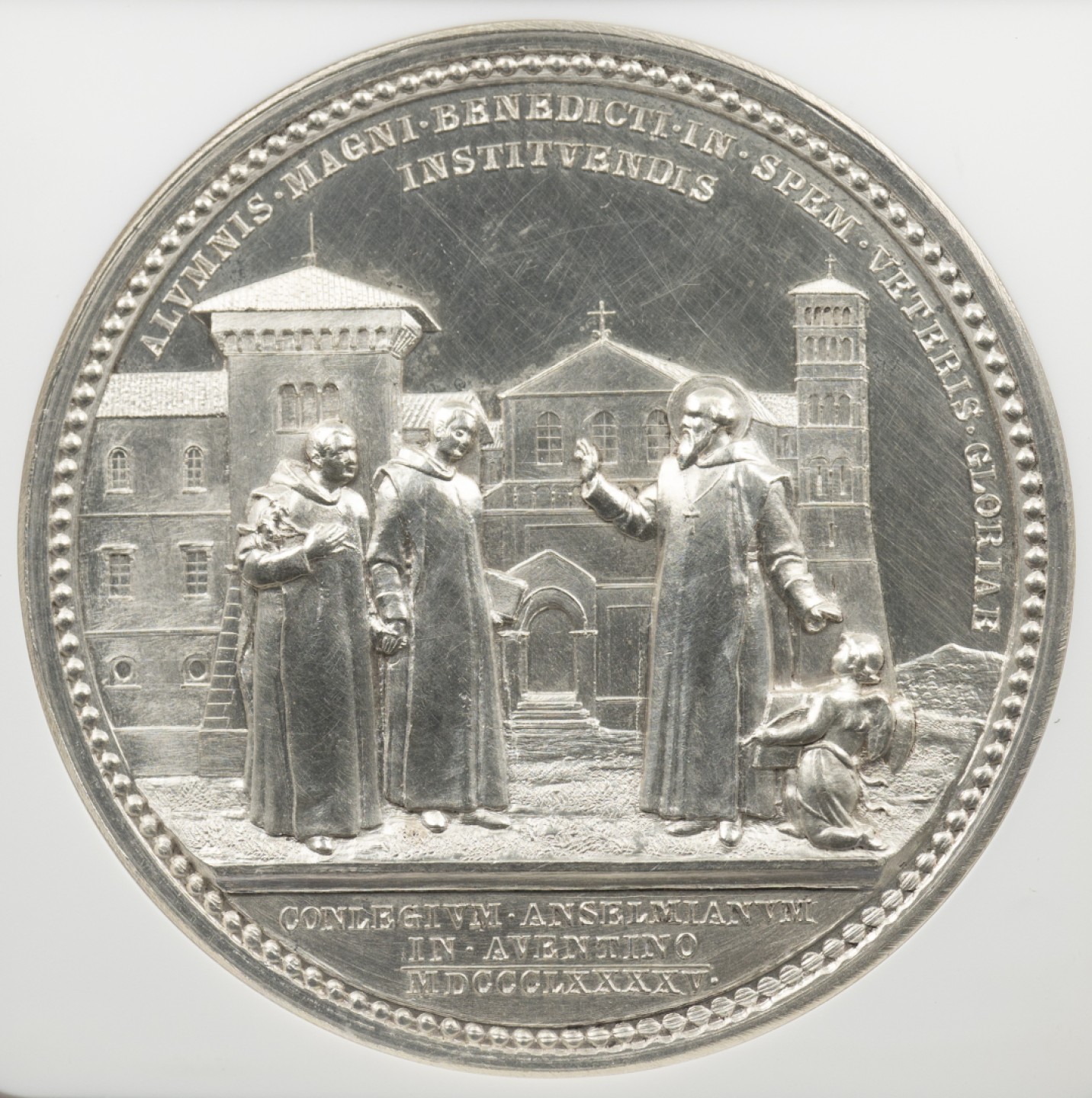 万国钱币拍卖第005期 1895教皇国利奥十三世大学高浮雕大银章，63难得，超高浮雕加厚盒。