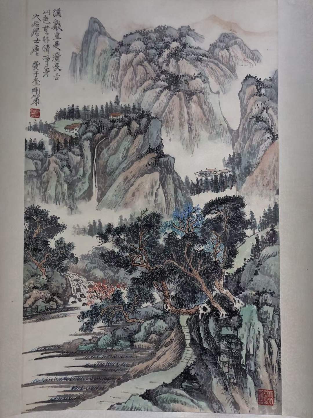 唐云高品纸本山水画一副，画工精湛，着色自然，品相完整，画心尺寸67/42……h8