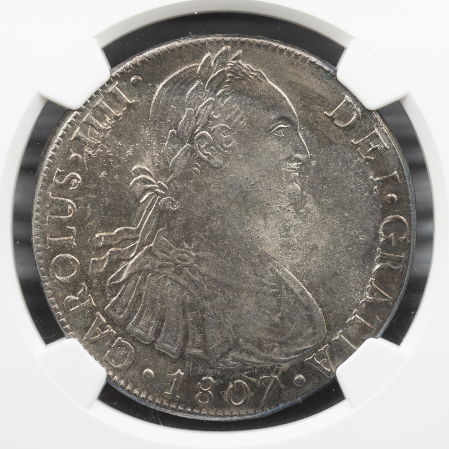 万国钱币拍卖第005期 1807LIMAJP西属秘鲁卡洛斯四世人像双柱8里亚尔