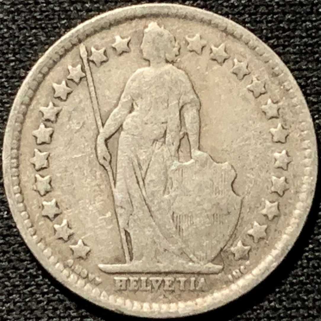 紫瑗钱币——第262期拍卖 瑞士 1920年 赫尔维蒂亚 1/2法郎 2.5克 0.835银