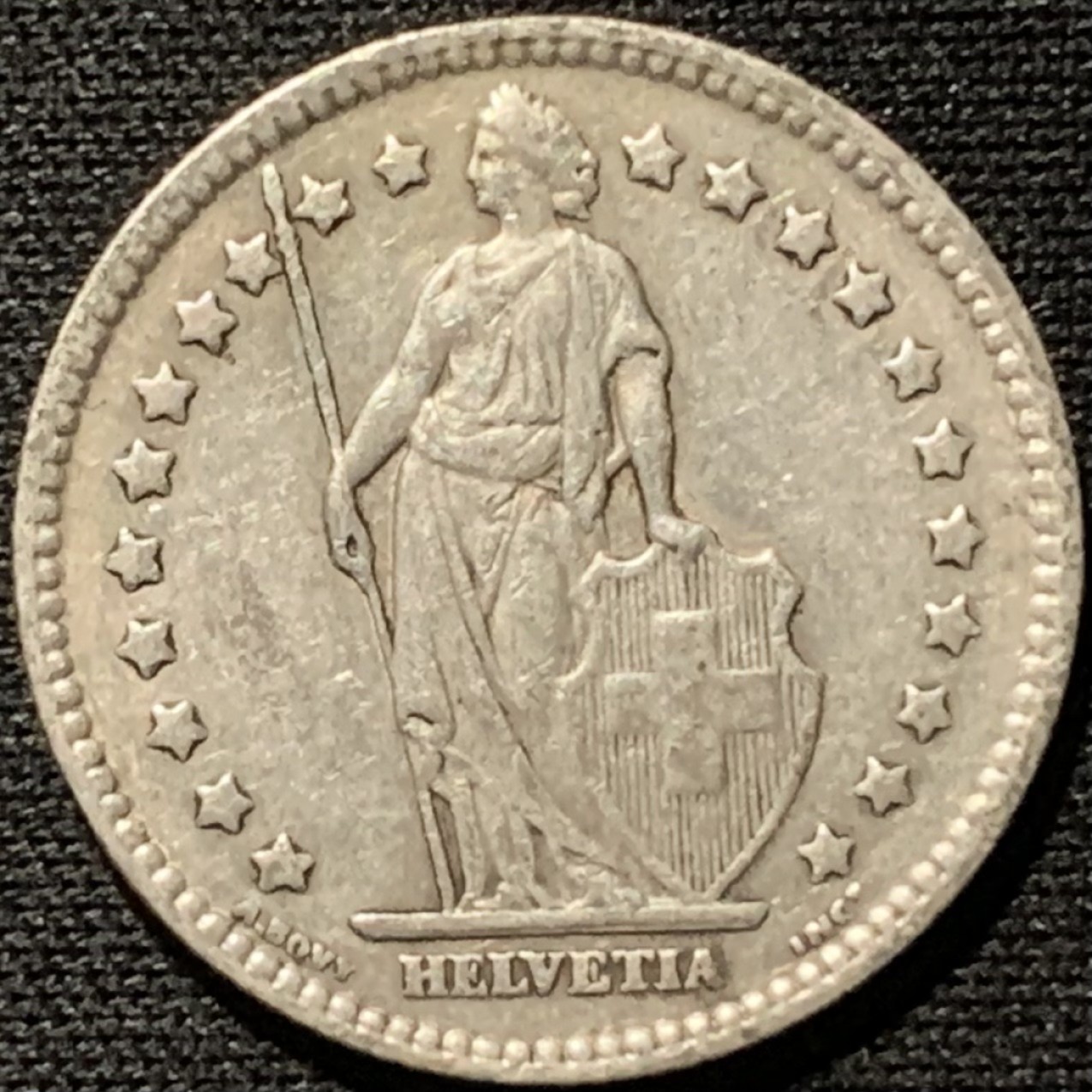 紫瑗钱币——第262期拍卖 瑞士 1928年 赫尔维蒂亚 1法郎 5克 0.835银
