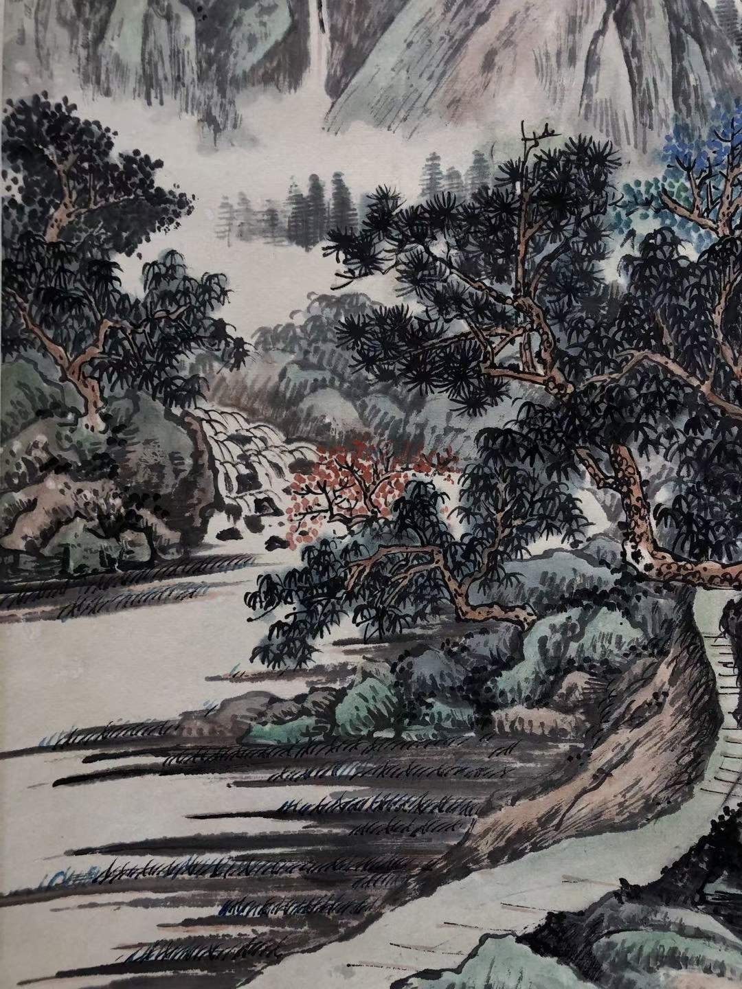 唐云高品纸本山水画一副，画工精湛，着色自然，品相完整，画心尺寸67/42……h8