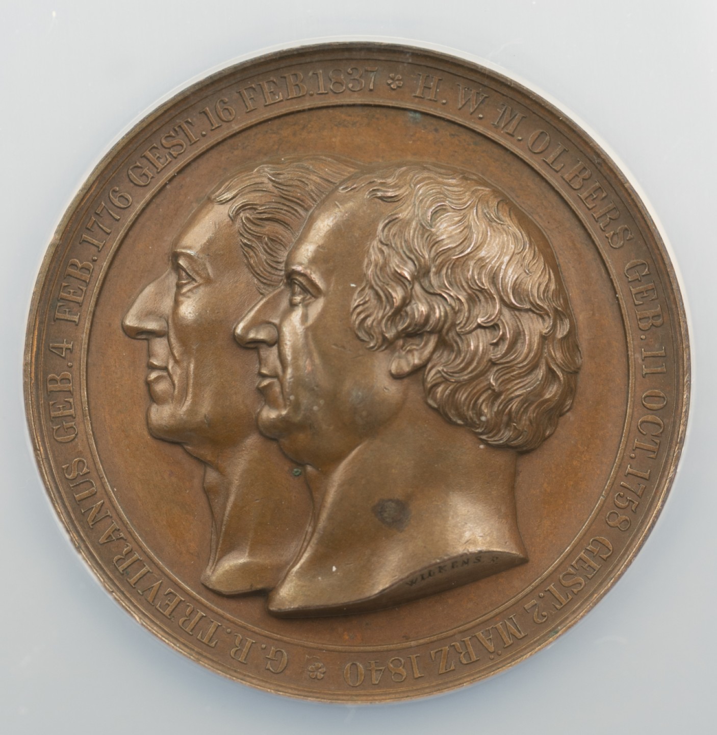万国钱币拍卖第005期 1844年德国博物学家与医学家在布雷默自然科学博物馆会见纪念大铜章，48MM，背面的动物惟妙惟肖