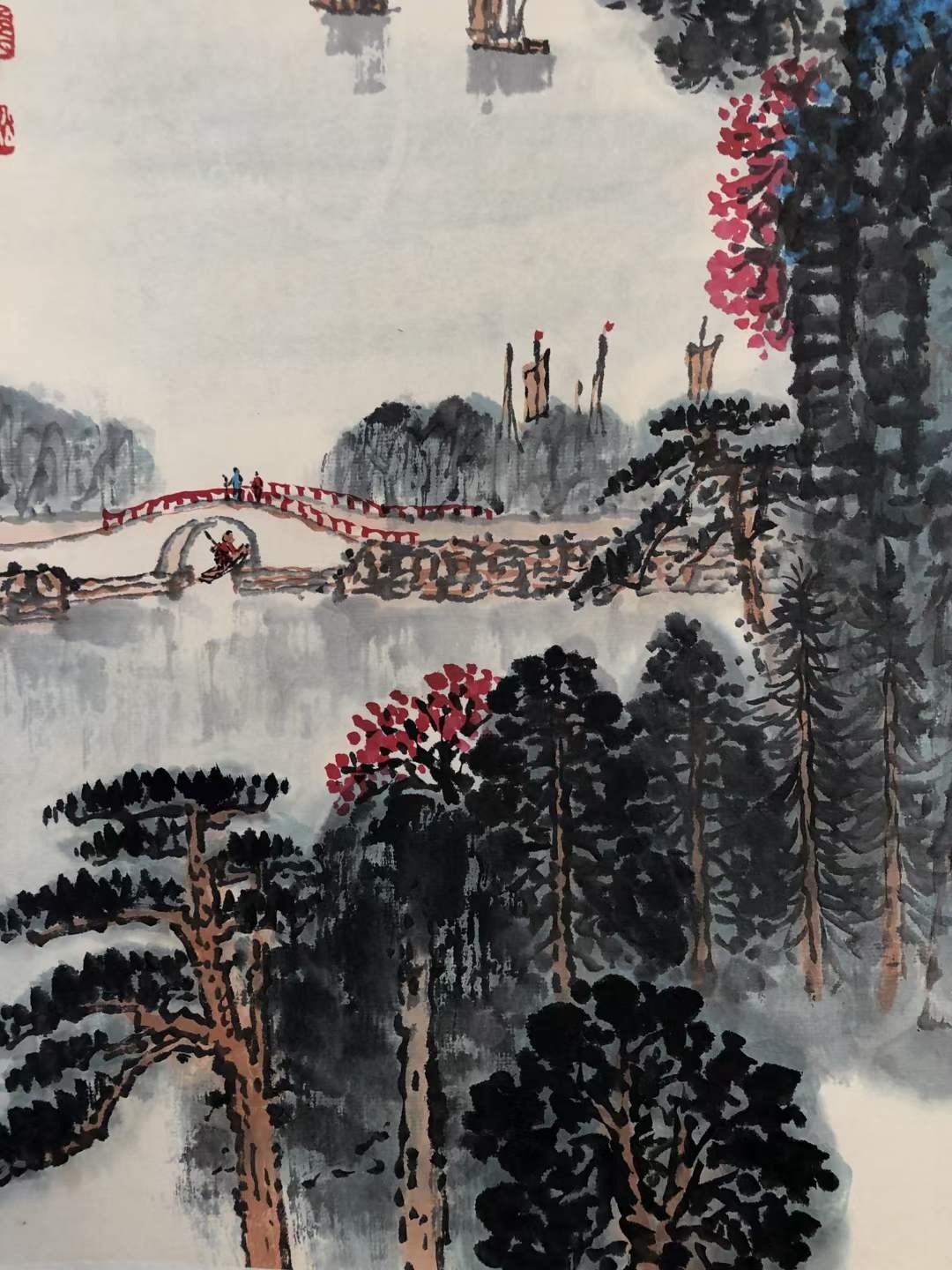钱松岩山水图一副，画工精湛，形象逼真，纸本立轴包手绘，画心68/45……h12