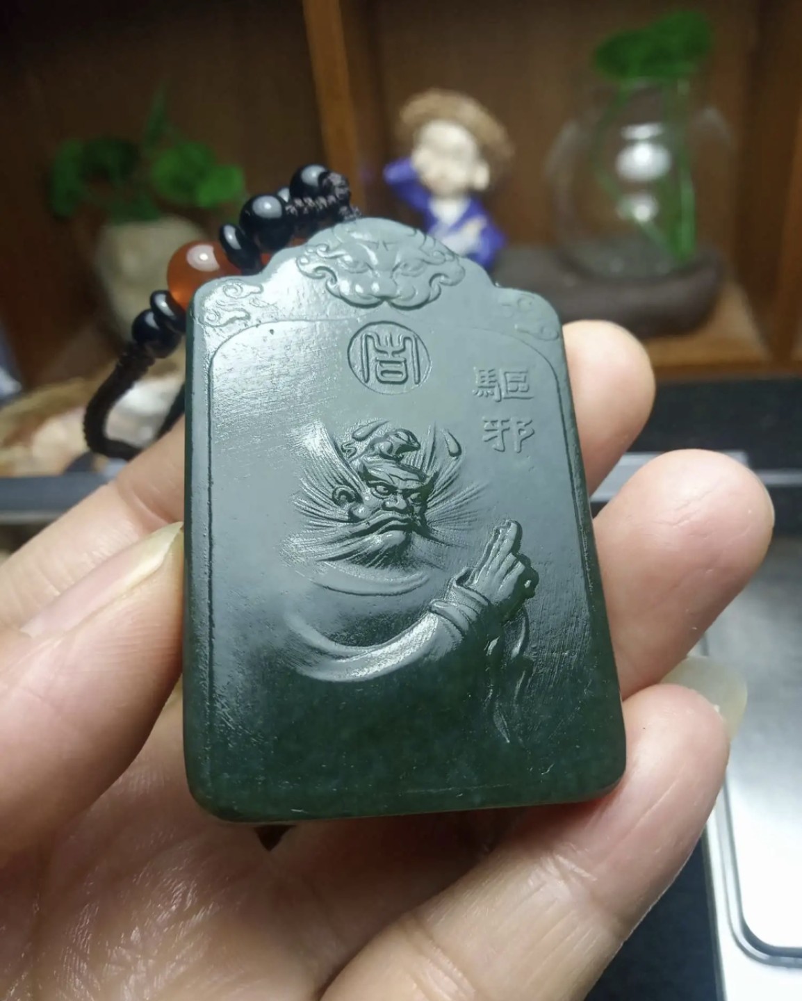｜冷门出品｜精选专拍·第壹拾玖场· 和田玉青玉天师钟馗牌【附证书】｜尺寸详见图片
