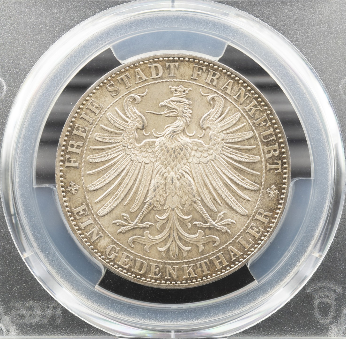 万国钱币拍卖第005期 1863法兰克福王子议会1泰勒银币，高分五彩，原汁原味，非常难得，ha同分白币1200美金成交