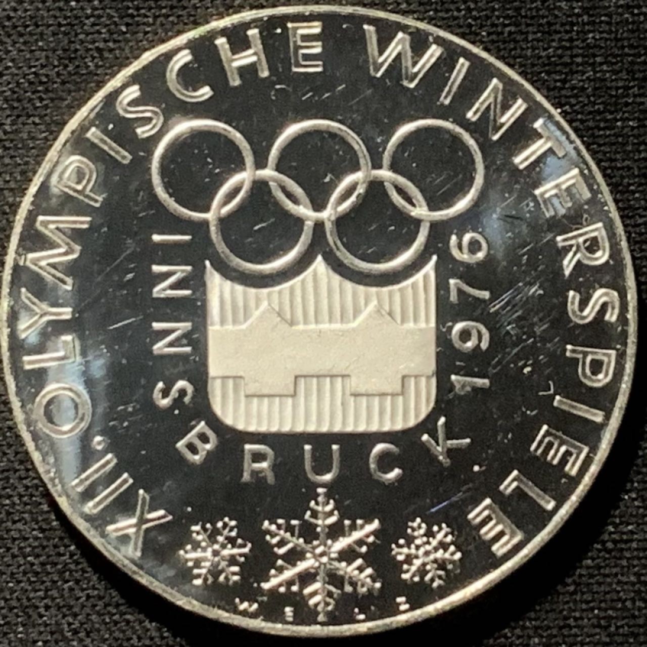 紫瑗钱币——第262期拍卖 奥地利 1976年 因斯布鲁克冬奥运 会徽 100先令 24克 0.64银 精制