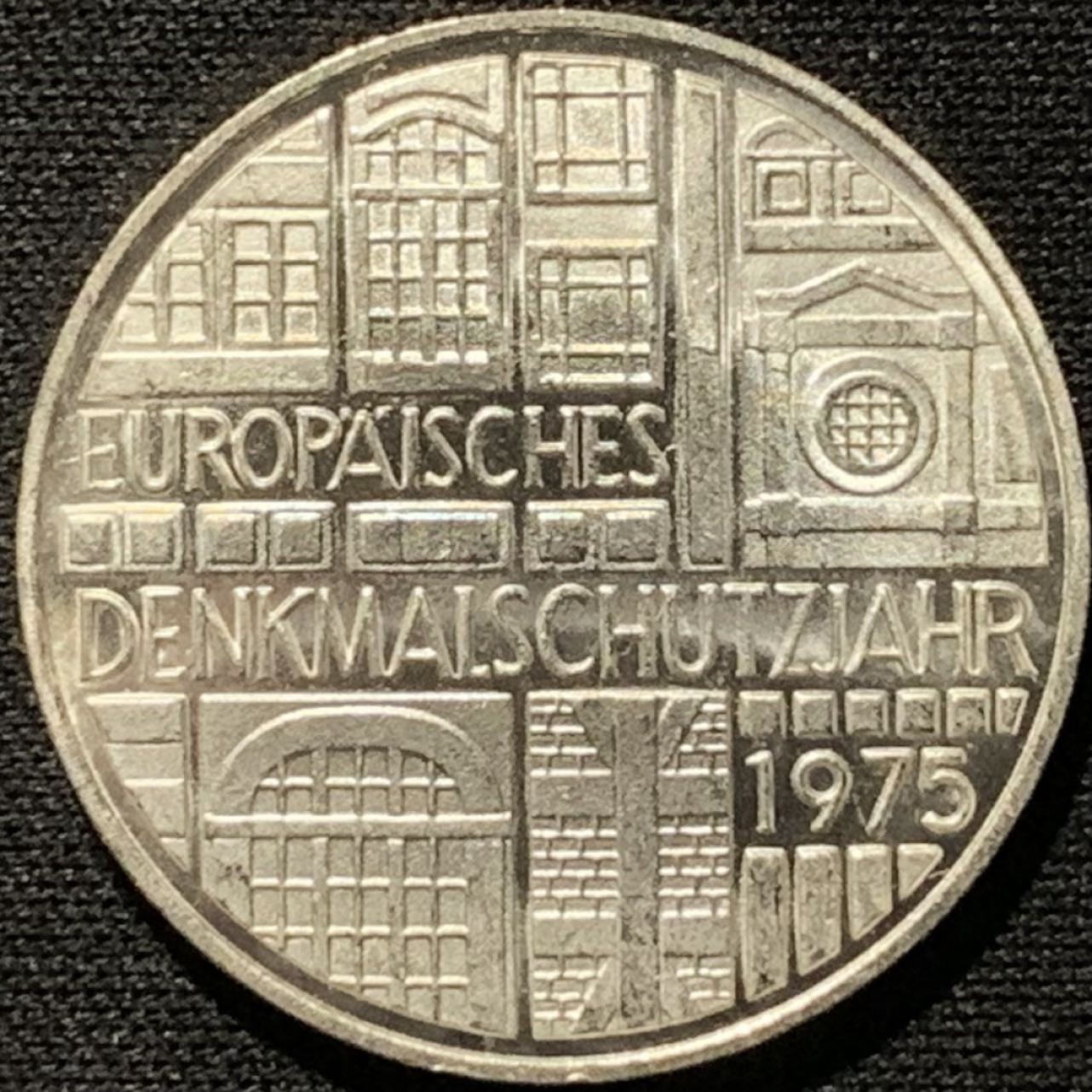 紫瑗钱币——第262期拍卖 联邦德国 1975年 F厂 欧洲古迹保护年 5马克 11.2克 0.625银 UNC