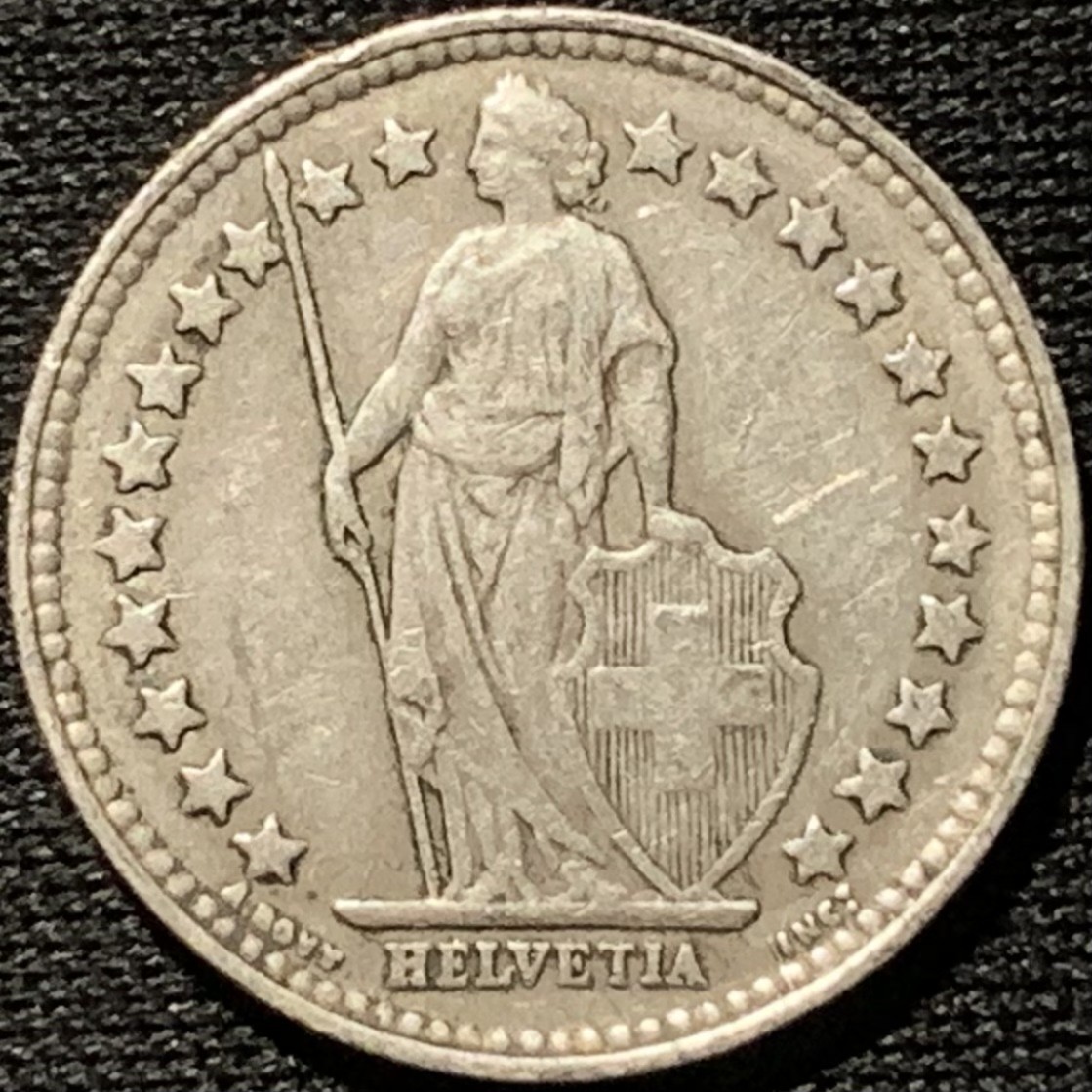 紫瑗钱币——第262期拍卖 瑞士 1929年 赫尔维蒂亚 1/2法郎 2.5克 0.835银