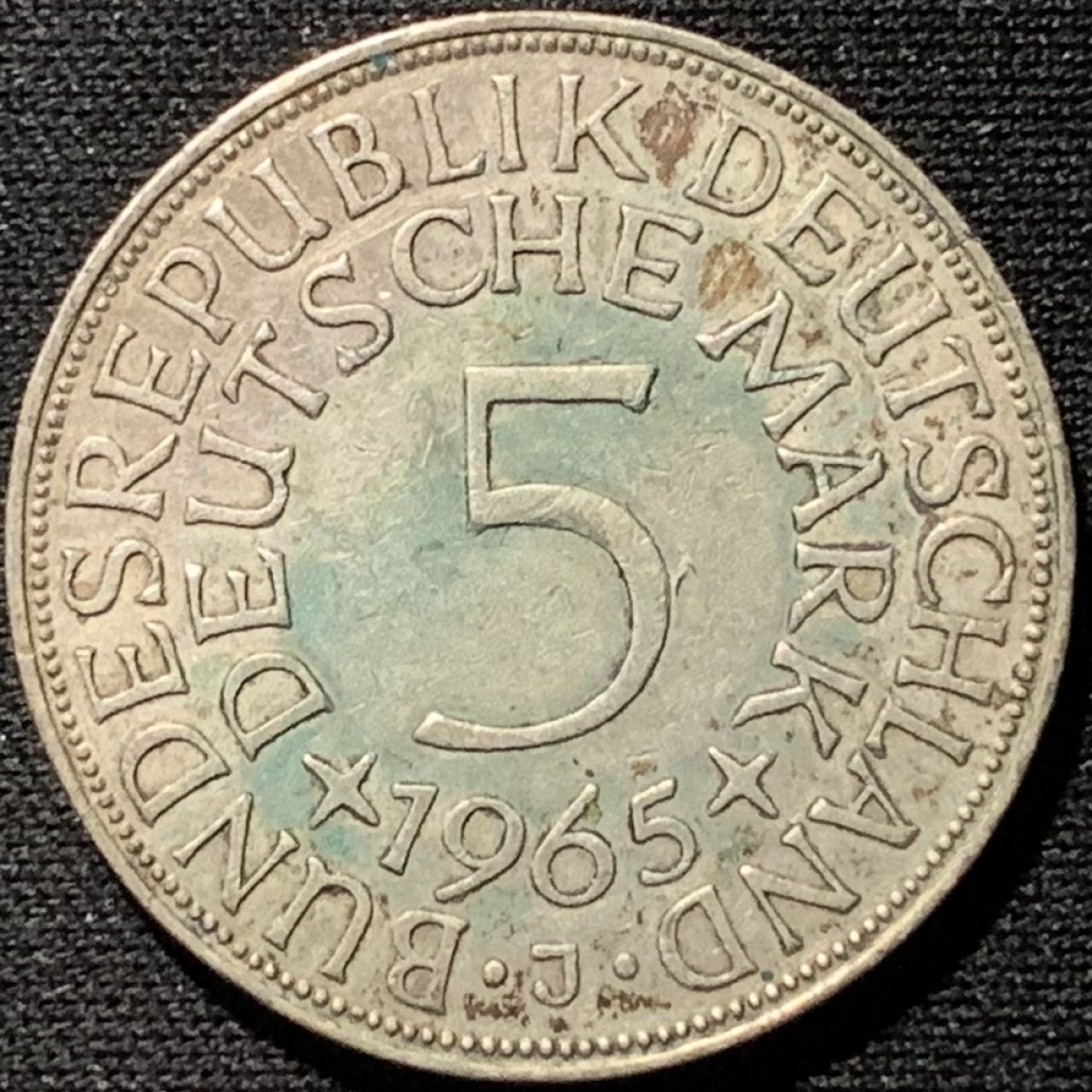 紫瑗钱币——第262期拍卖 联邦德国 1965年 J厂 流通 5马克 11.2 0.625银