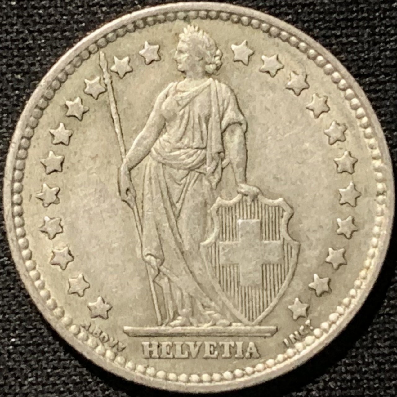 紫瑗钱币——第262期拍卖 瑞士 1956年 赫尔维蒂亚 1法郎 5克 0.835银