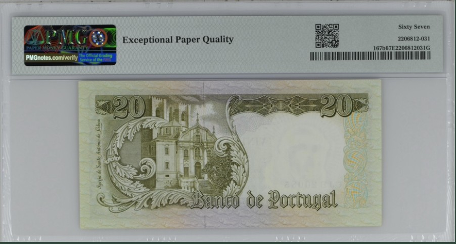收藏联盟Quantum Auction 第246期拍卖 葡萄牙1964年20埃斯库多 PMG67 冠军分 
