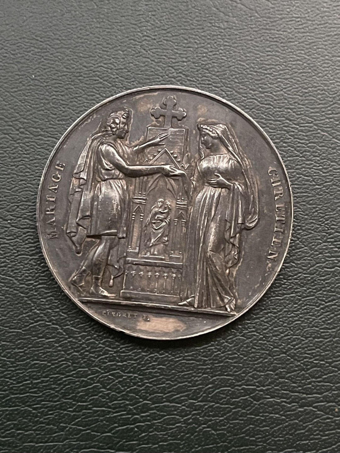 第八场，欧洲艺术章牌代币拍卖（实时专场，机器自动拍卖，请提前出好价格） 法国41mm少见大规格结婚纪念银章