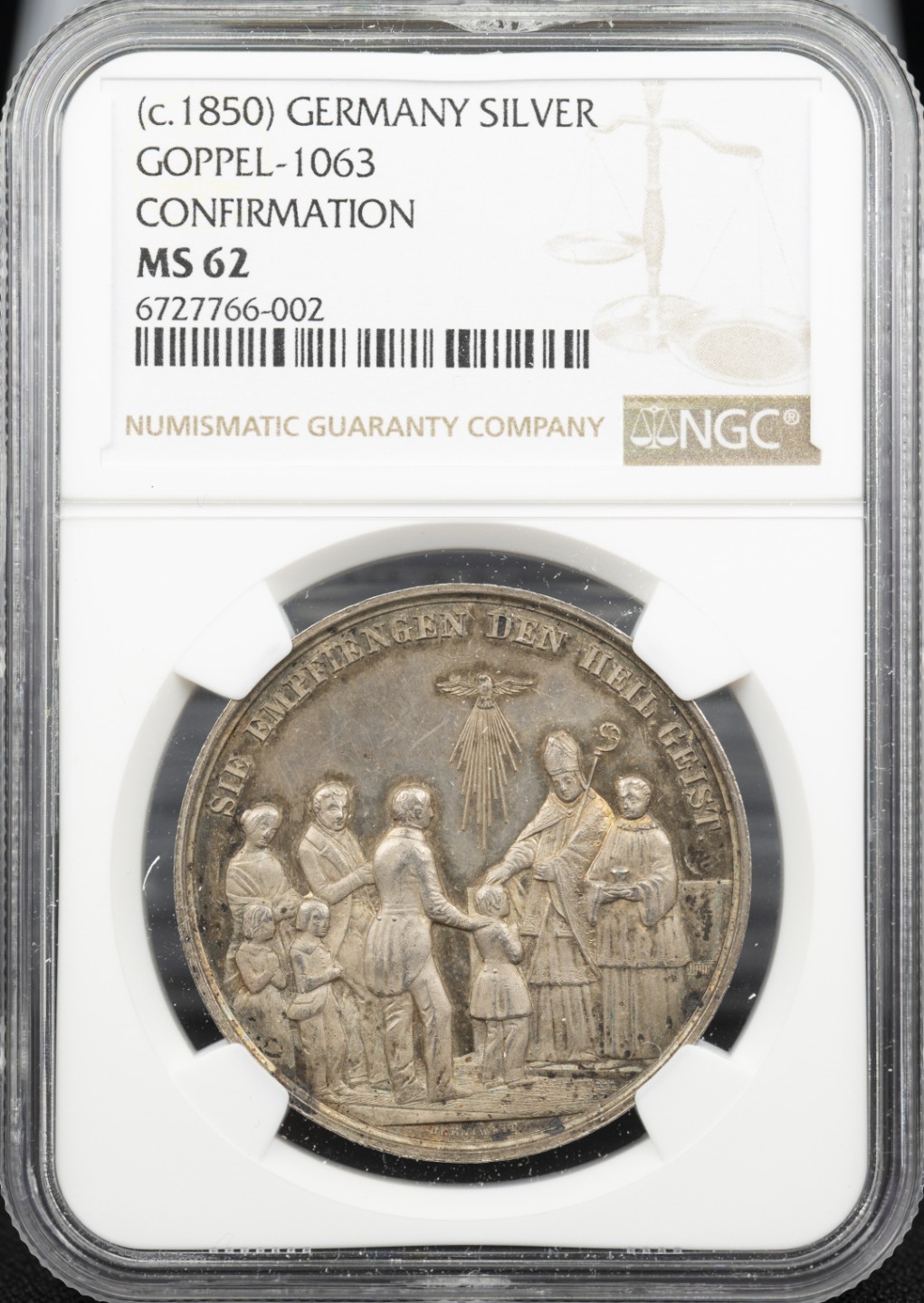 万国钱币拍卖第005期 1850年德国接受新教洗礼纪念银章，33MM