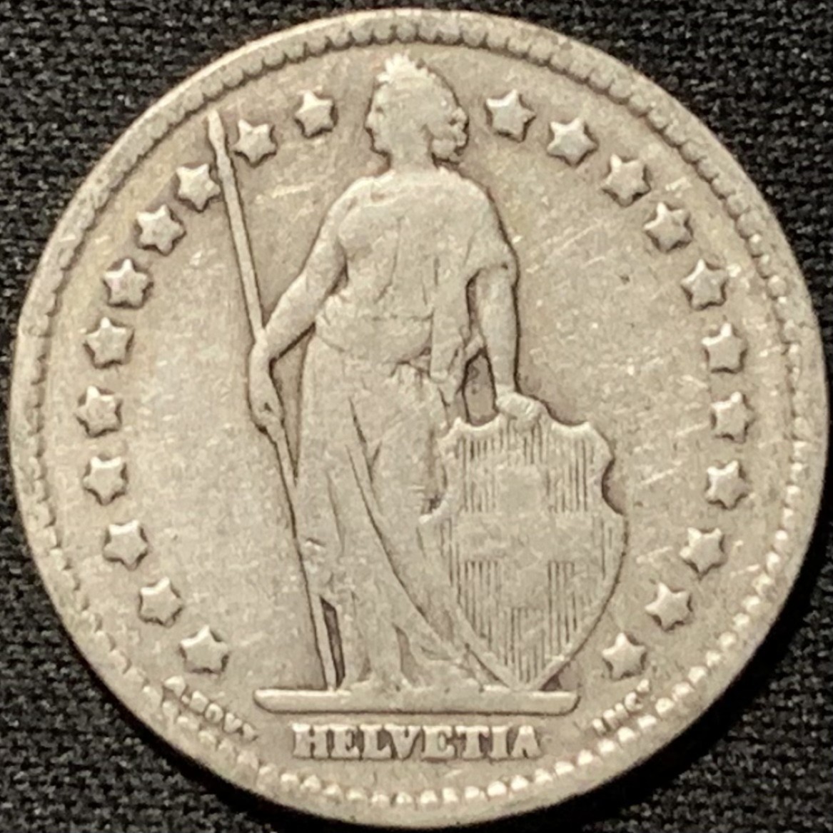紫瑗钱币——第264期拍卖 瑞士 1910年 赫尔维蒂亚 1法郎 5克 0.835银
