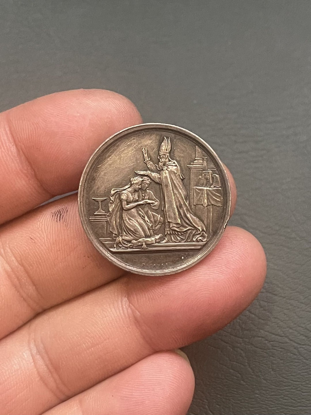 第八场，欧洲艺术章牌代币拍卖（实时专场，机器自动拍卖，请提前出好价格） 法国结婚纪念银章（有清洗及边磕）