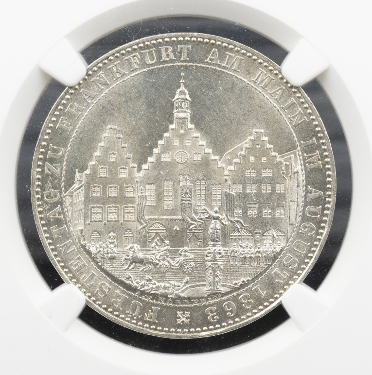 万国钱币拍卖第005期 1863法兰克福王子议会1泰勒银币，车轮转光，热门品种。