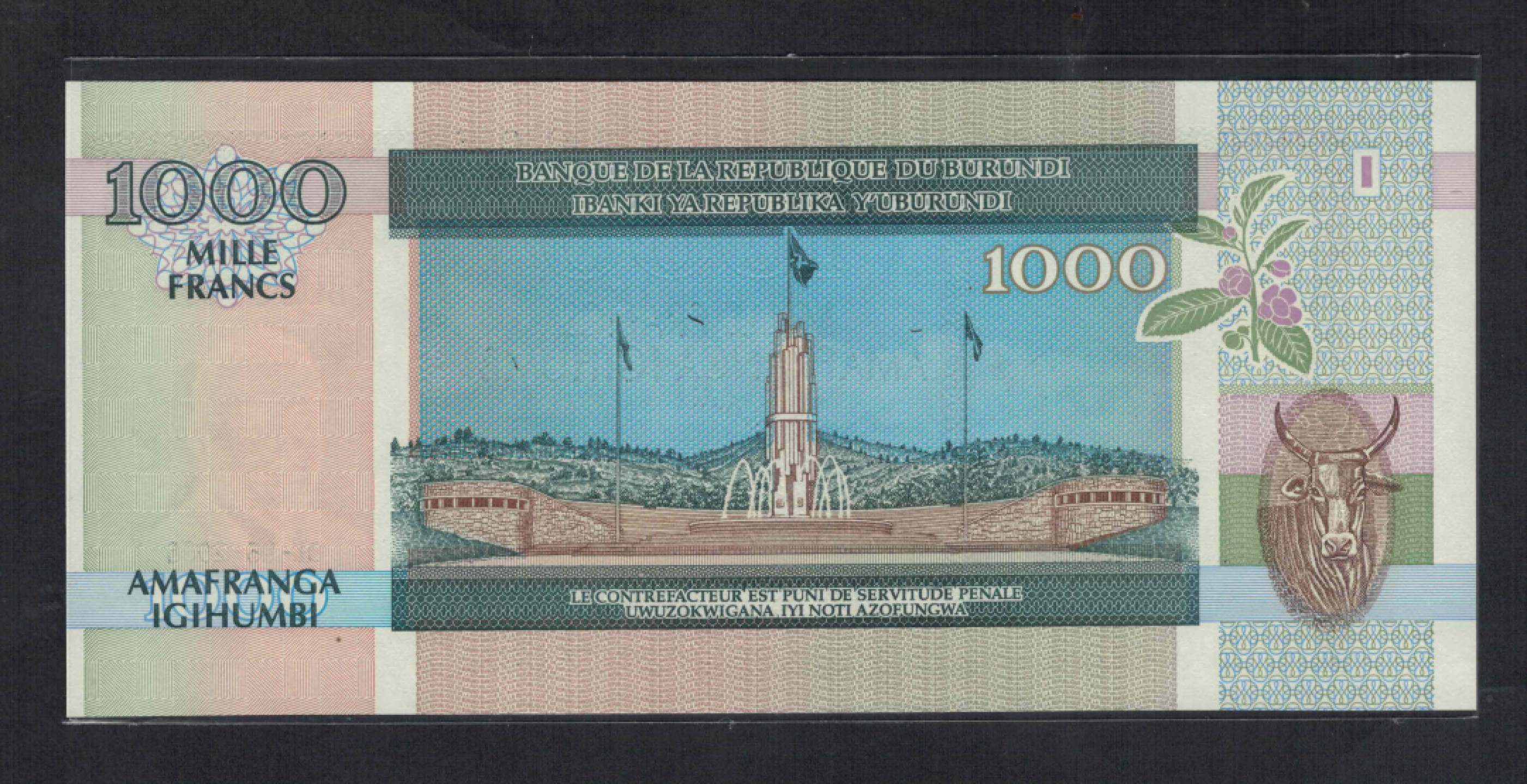 布隆迪1000法郎 2006年 无47 好号码 非洲纸币 实物图 UNC