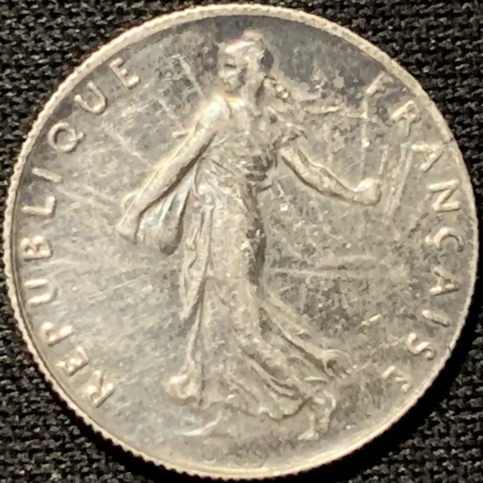 紫瑗钱币——第264期拍卖 法国 1919年 播种女神 50分 2.5克 0.835银