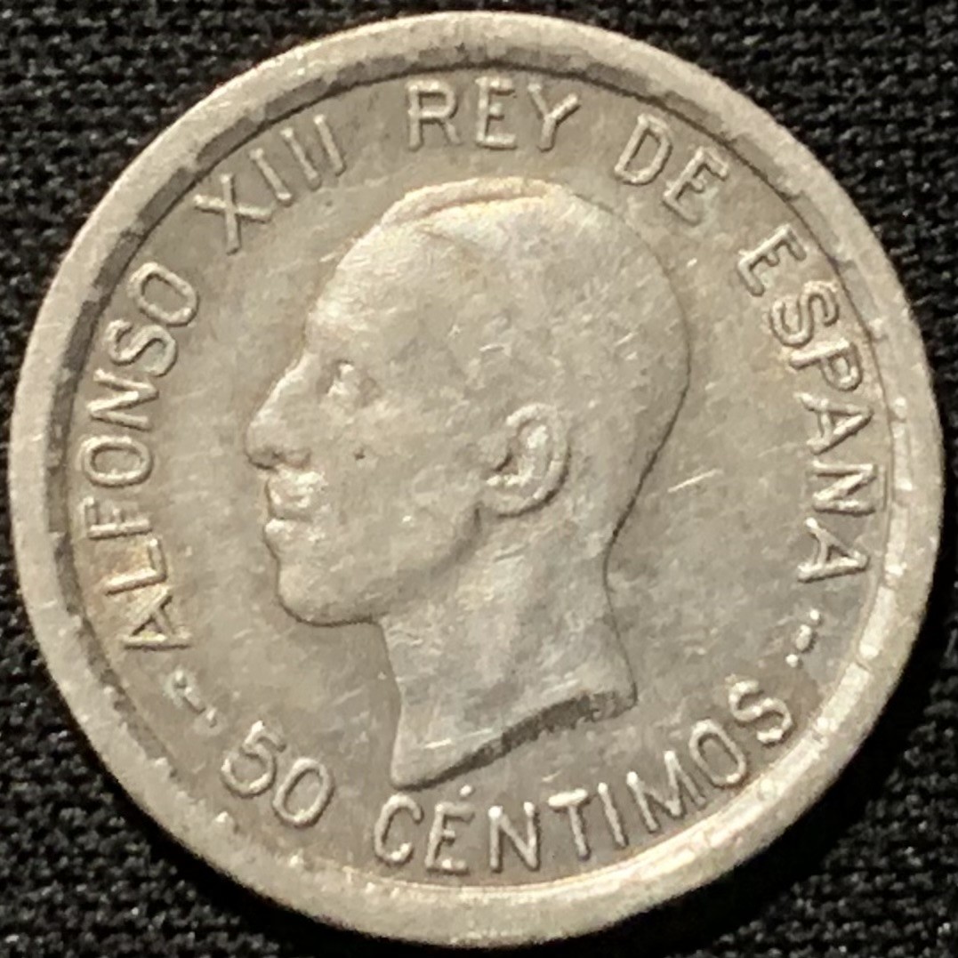 紫瑗钱币——第324期拍卖 西班牙 1926年 阿方索十三世 50分 2.5克 0.835银