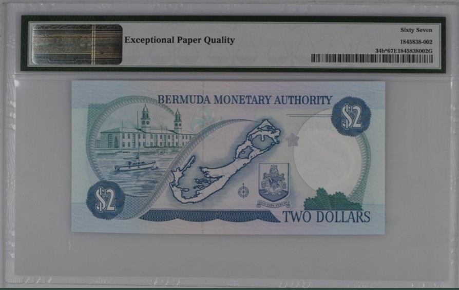收藏联盟Quantum Auction 第246期拍卖 百慕大1989年2元 PMG67 补号