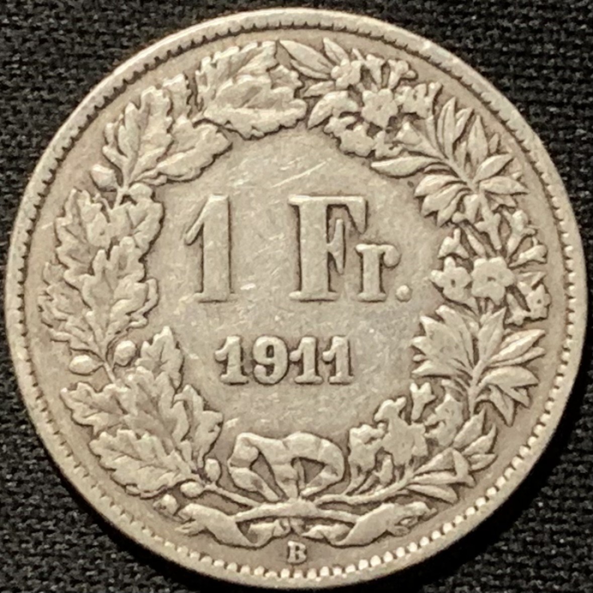 紫瑗钱币——第264期拍卖 瑞士 1911年 赫尔维蒂亚 1法郎 5克 0.835银