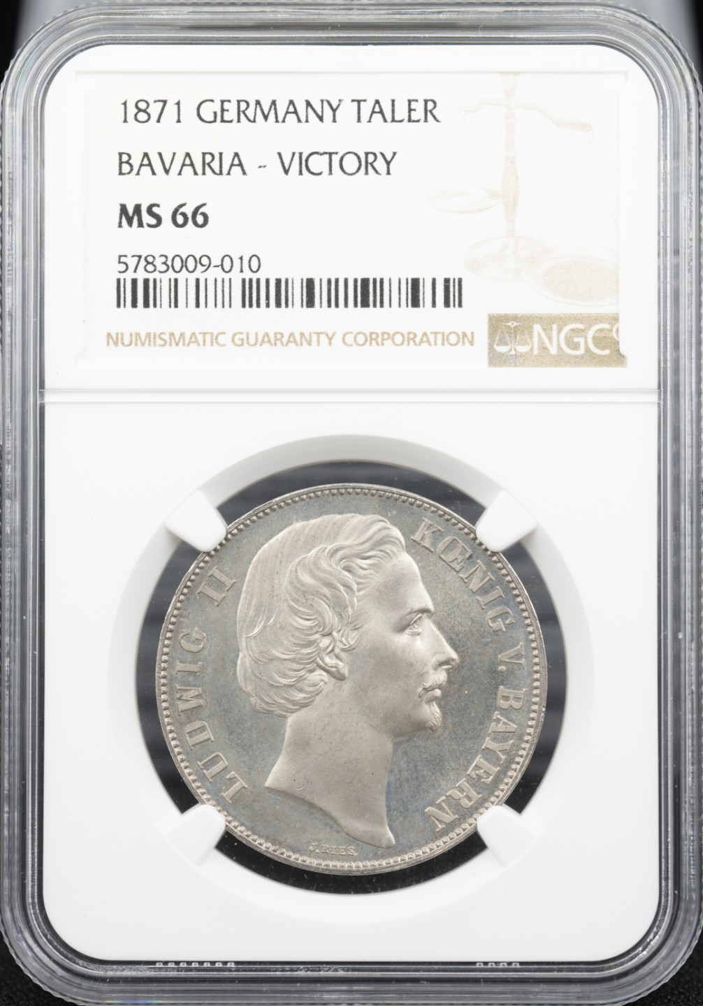 万国钱币拍卖第005期 1871巴伐利亚胜利泰勒，慕尼黑铸造，纪念普法战争胜利，顶级品相，pl底板，背面女神喷砂感满满，冠军分，真正的一步到位。