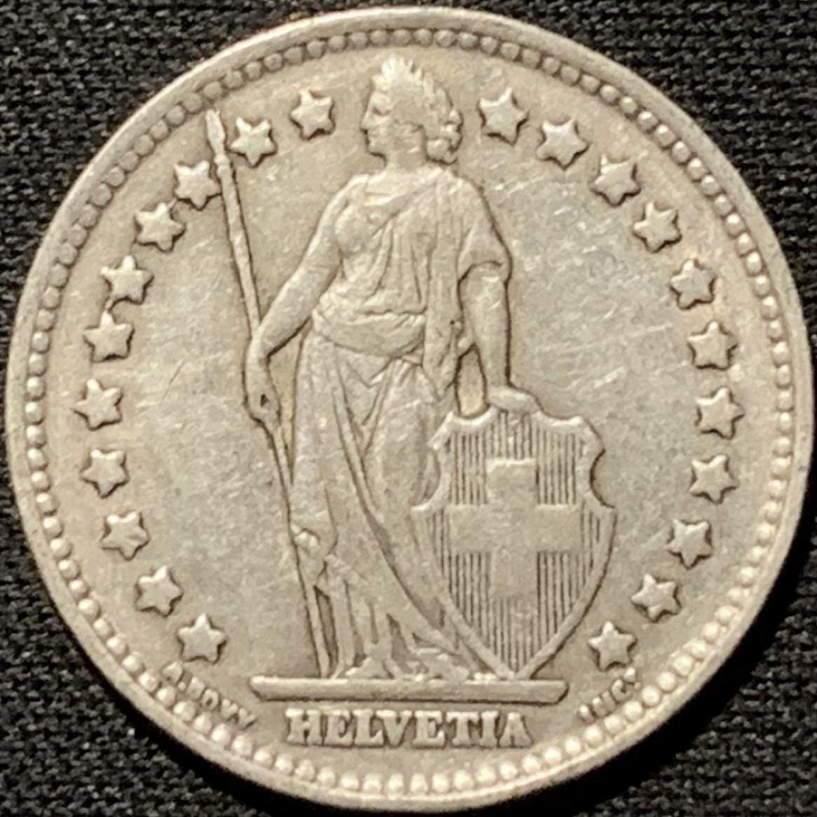 紫瑗钱币——第264期拍卖 瑞士 1944年 赫尔维蒂亚 1法郎 5克 0.835银