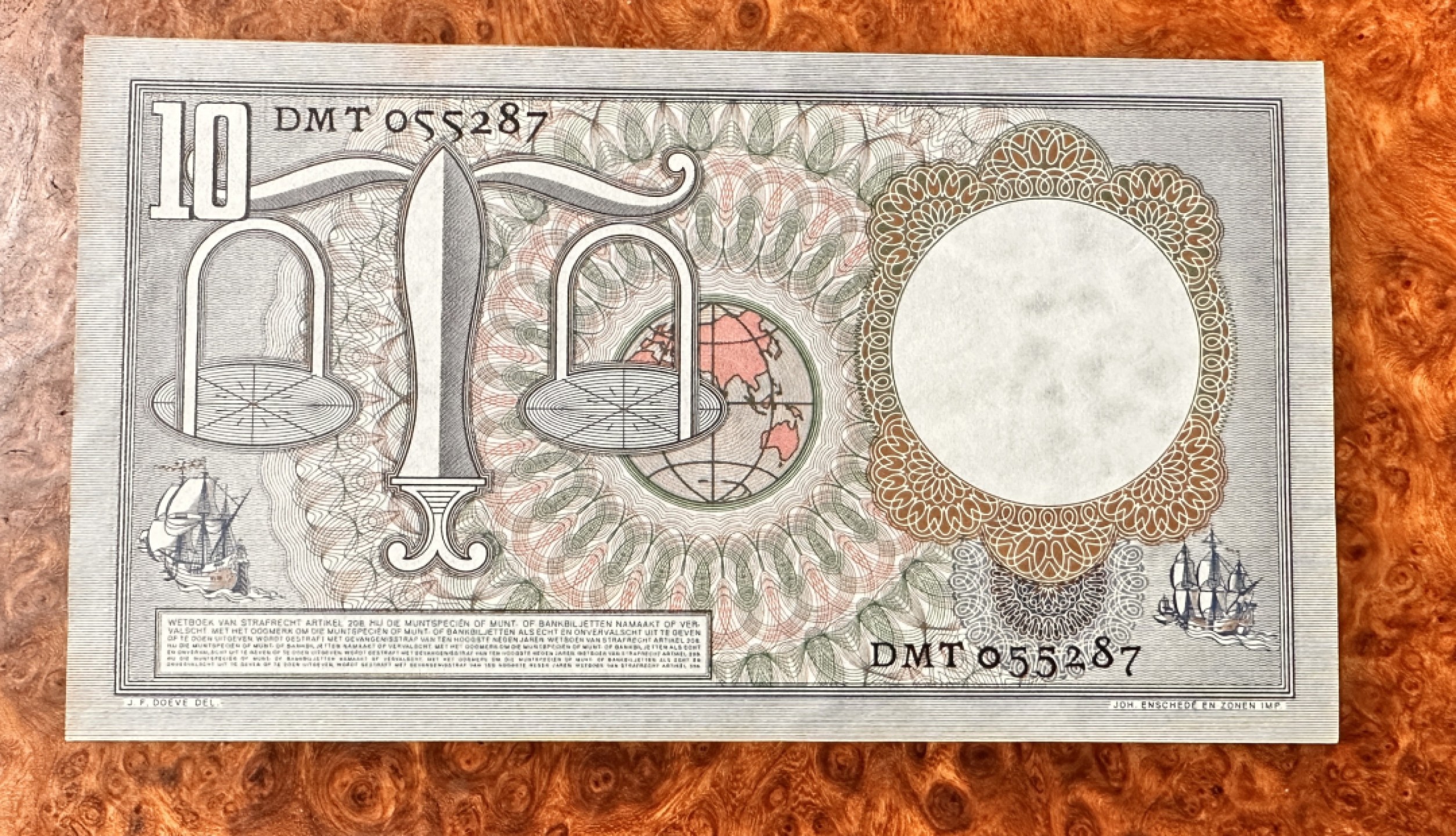 Chase Auction 第20期 - - 外钞、民国钞和人民币混合场！ 荷兰10盾，政治家格劳秀斯，品相如图，AU！