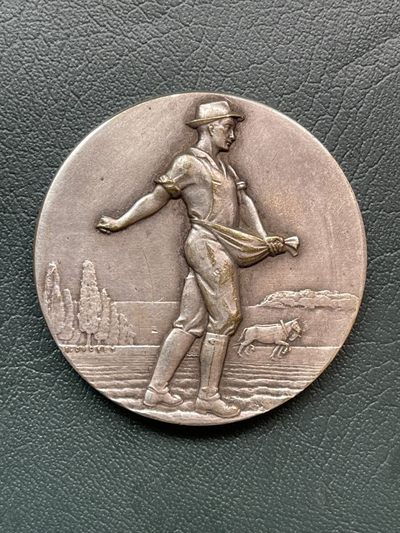 第八场，欧洲艺术章牌代币拍卖（实时专场，机器自动拍卖，请提前出好价格） - 法国农业播种者铜镀银艺术奖章