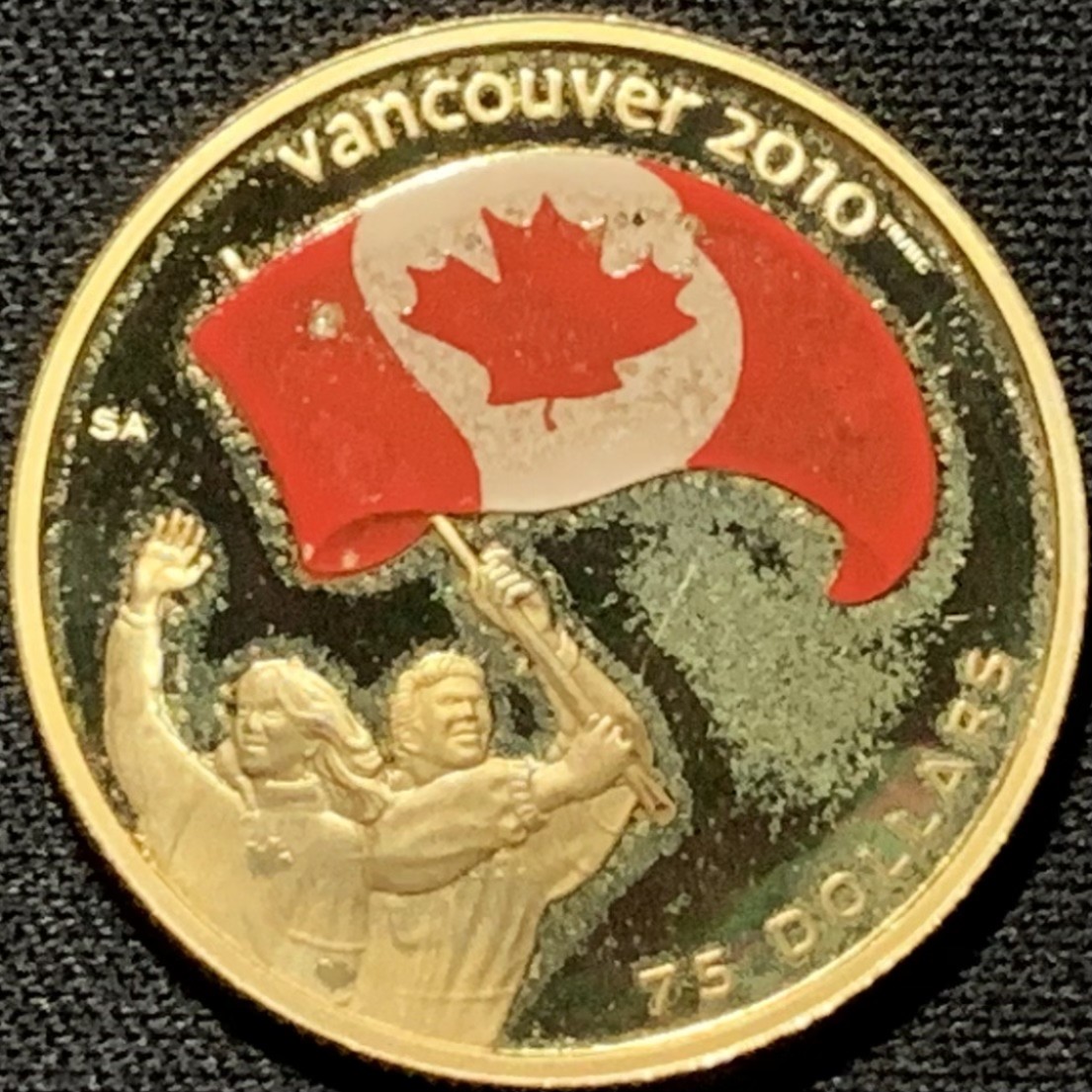 紫瑗钱币——第262期拍卖 加拿大 2007年 温哥华冬奥会 国旗呐喊 75元 12克 0.583金 精制