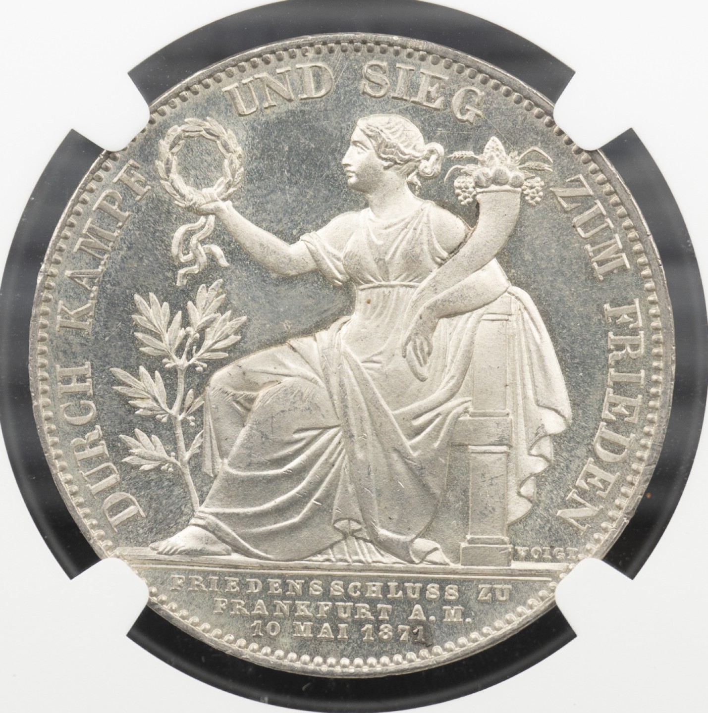 万国钱币拍卖第005期 1871巴伐利亚胜利泰勒，慕尼黑铸造，纪念普法战争胜利，顶级品相，pl底板，背面女神喷砂感满满，冠军分，真正的一步到位。