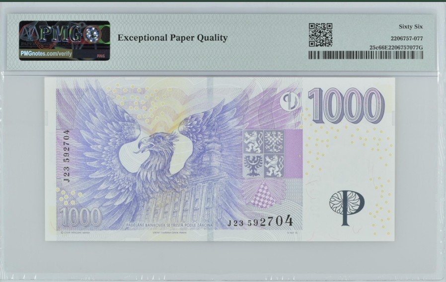 收藏联盟Quantum Auction 第246期拍卖 捷克共和国2008年1000克朗 PMG66