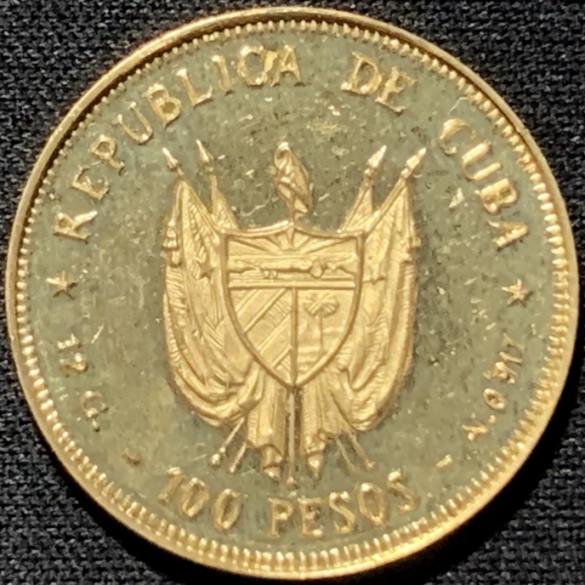 紫瑗钱币——第262期拍卖 古巴 1977年 卡洛斯·曼努埃尔·德·塞佩德斯 100比索 12克 0.917金