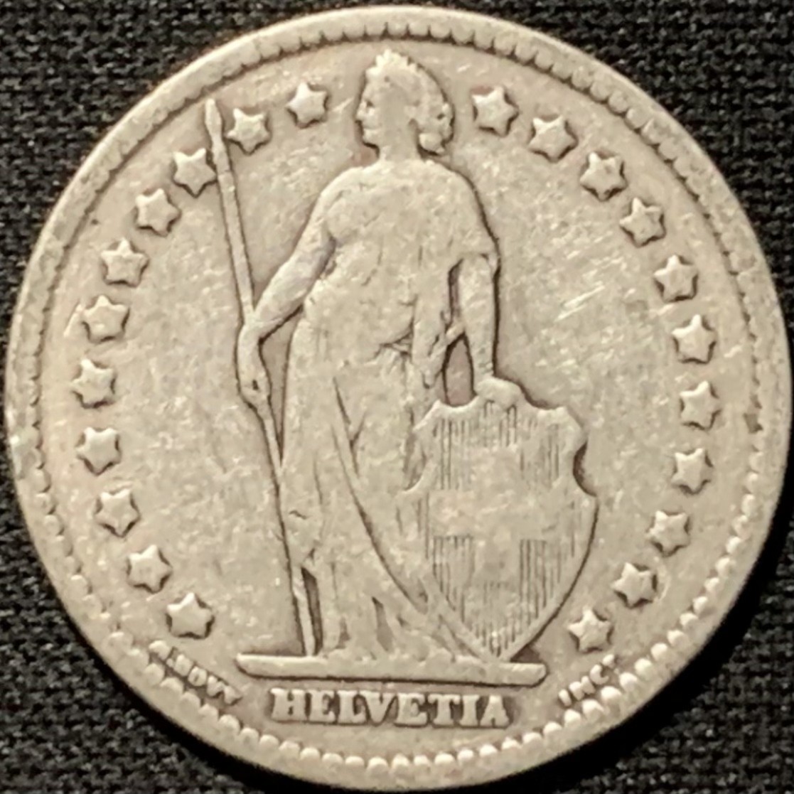 紫瑗钱币——第264期拍卖 瑞士 1909年 赫尔维蒂亚 1法郎 5克 0.835银