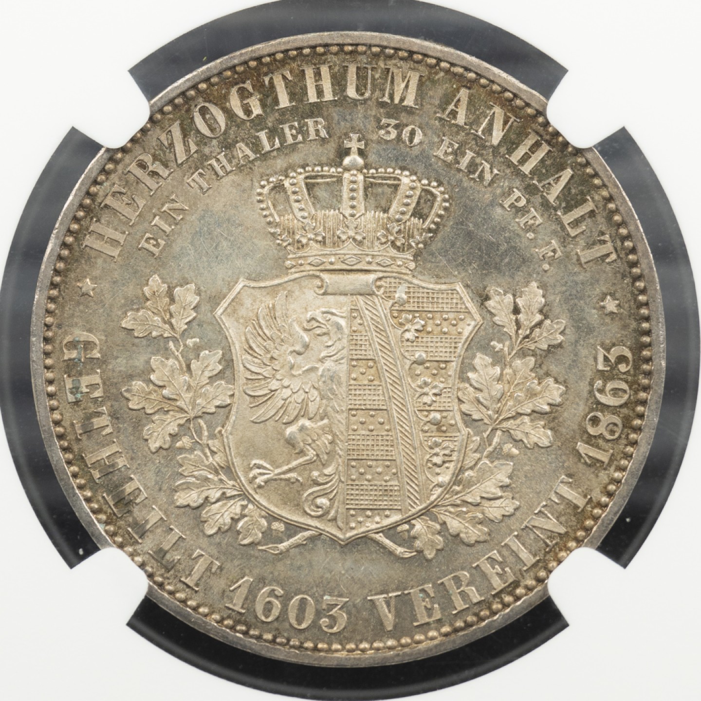 万国钱币拍卖第005期 1863德国安哈特-德绍1泰勒银币，皮蛋光，包浆BU，小邦好品越来越难