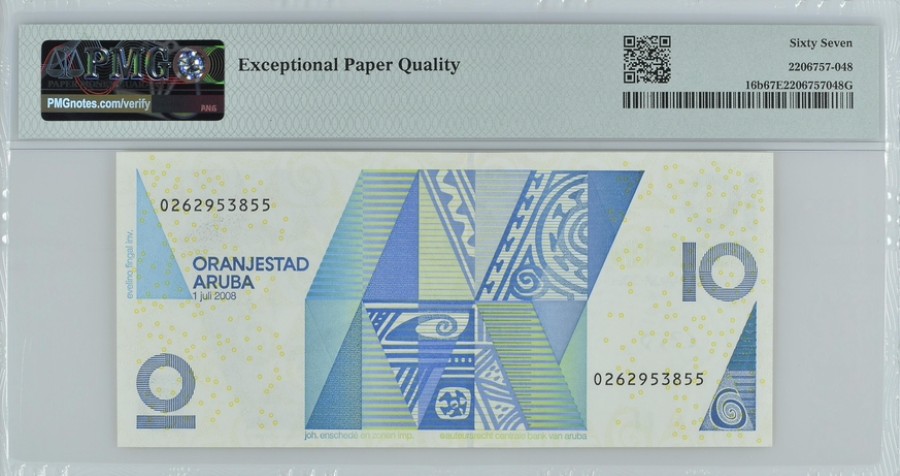 收藏联盟Quantum Auction 第246期拍卖 阿鲁巴2008年10弗洛林 PMG67 高分少见