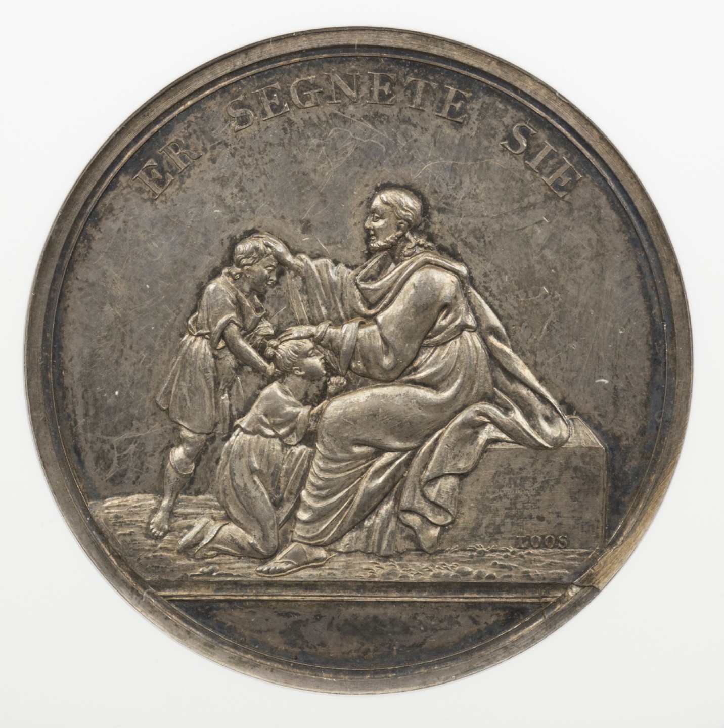 万国钱币拍卖第005期 1803年LOOS名家设计德国赫斯特洗礼祝福纪念大银章，40MM,原盒取出