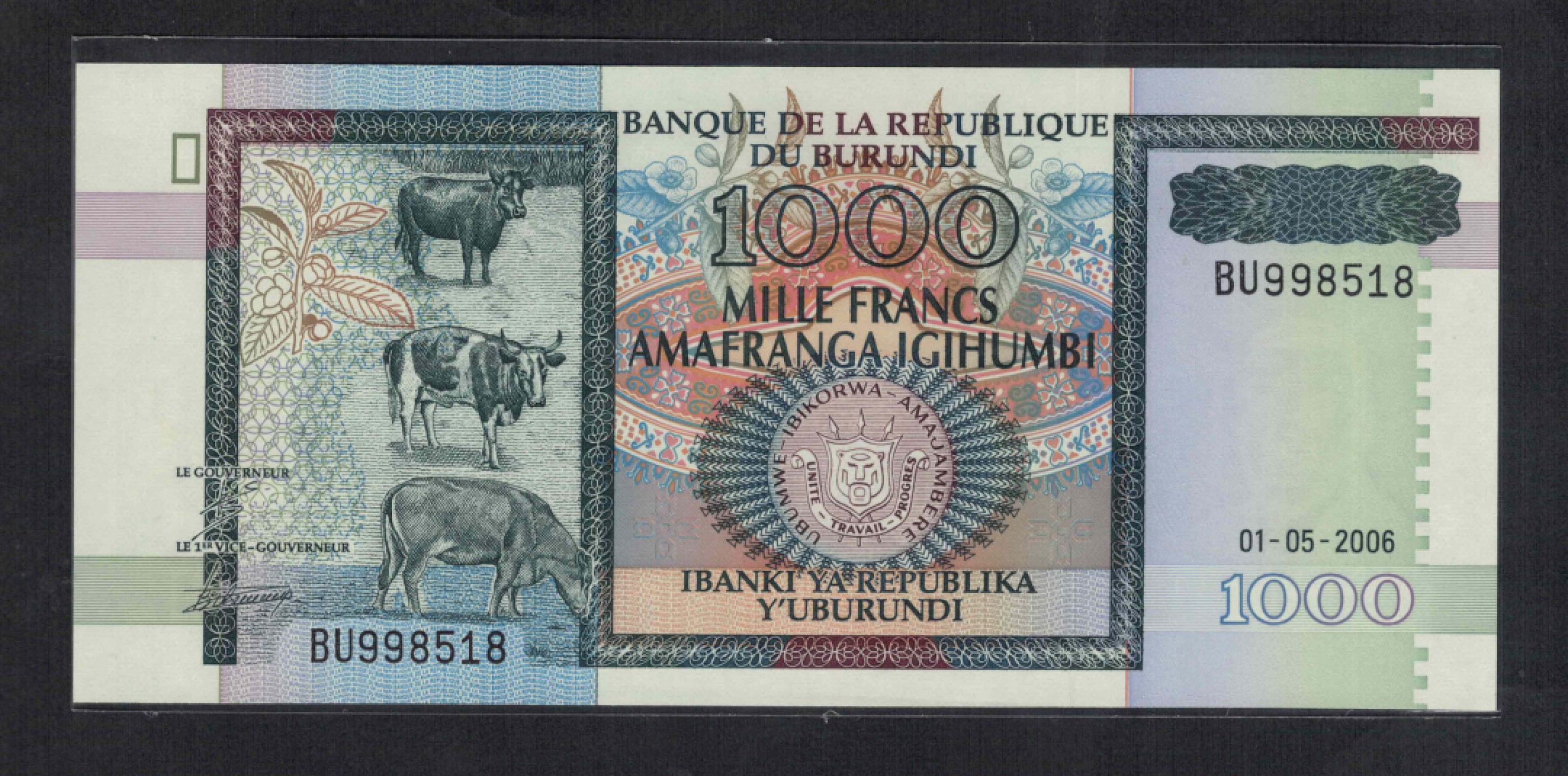 布隆迪1000法郎 2006年 无47 好号码 非洲纸币 实物图 UNC