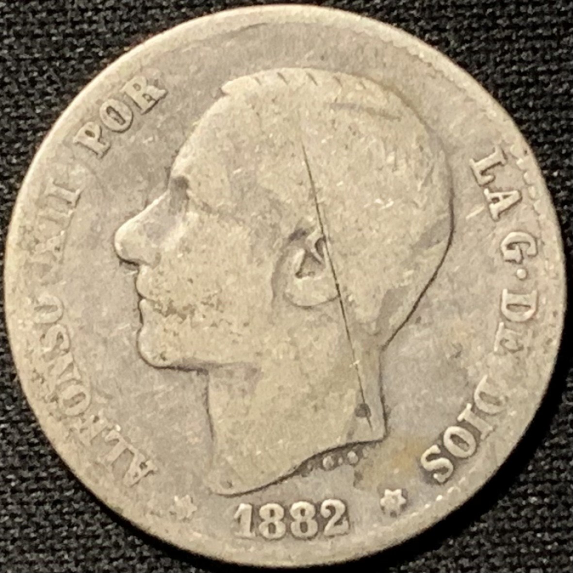 紫瑗钱币——第264期拍卖 西班牙 1882年 阿方索十二世 1比塞塔 5克 0.835银