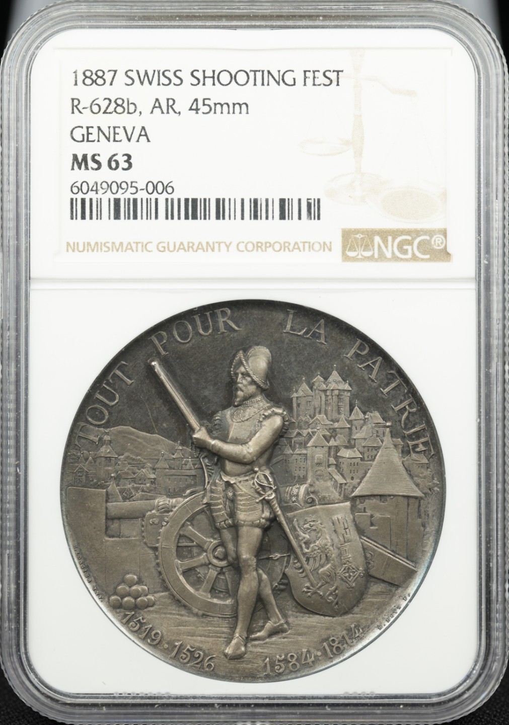 万国钱币拍卖第005期 1887瑞士日内瓦射击节高浮雕大银章