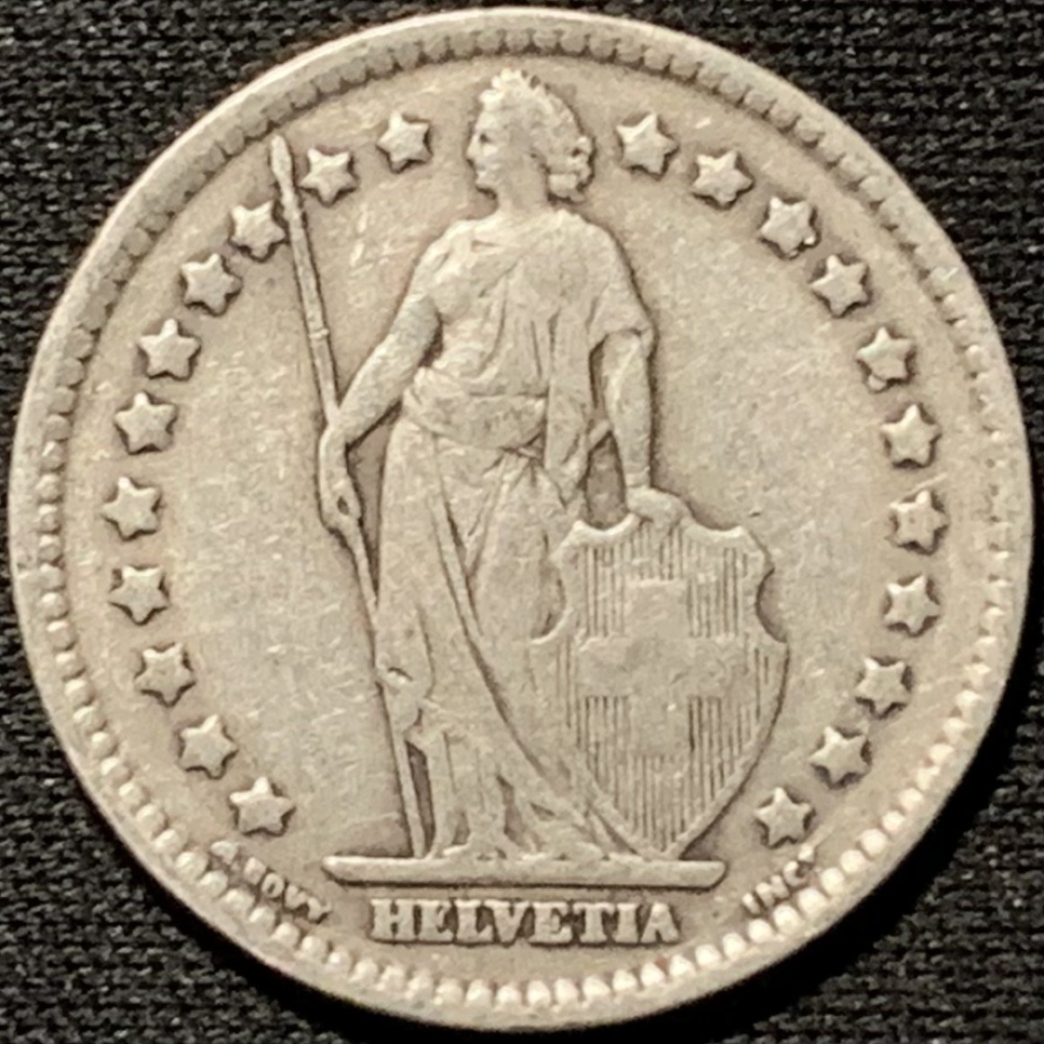 紫瑗钱币——第264期拍卖 瑞士 1920年 赫尔维蒂亚 1法郎 5克 0.835银