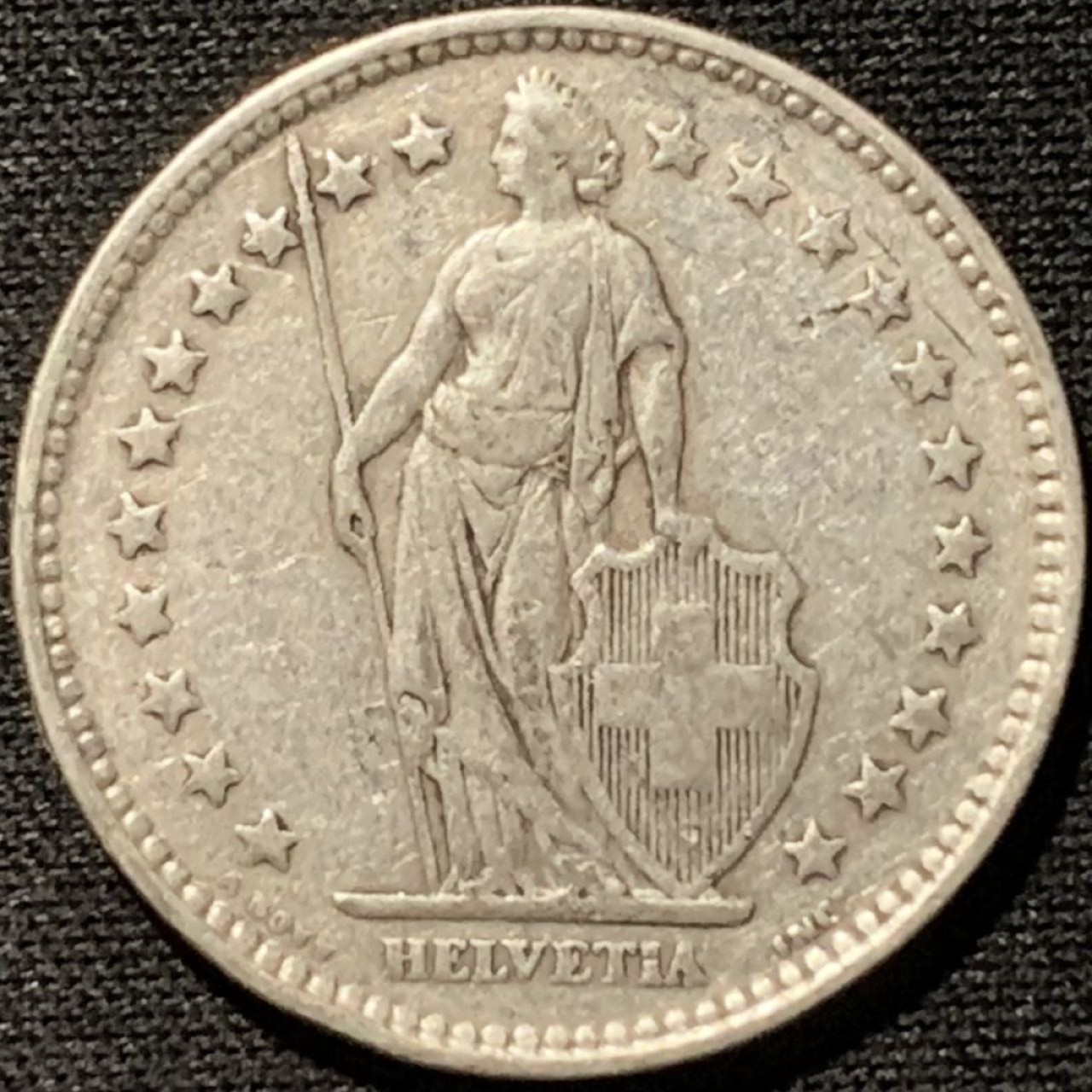 紫瑗钱币——第264期拍卖 瑞士 1921年 赫尔维蒂亚 2法郎 10克 0.835银